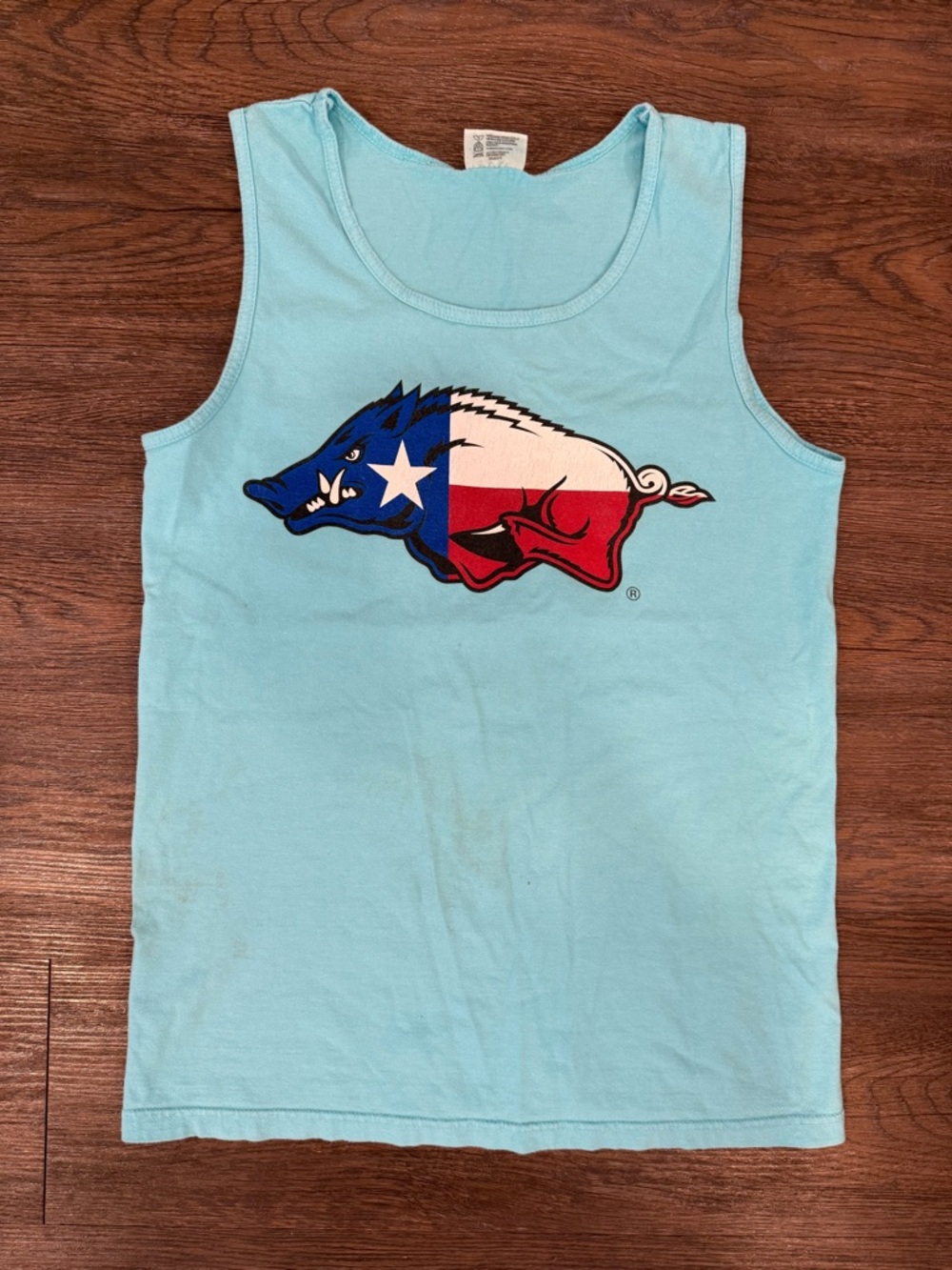 Blue Texas Flag Arkansas Razorbacks Comfort Colors Tank Top Size Small
